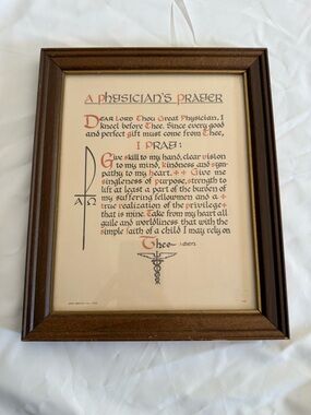 Physician's Prayer Framed Vintage Doctor Gift Graduation